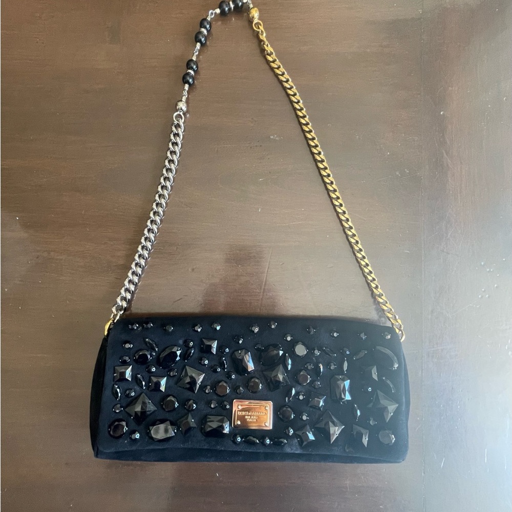 DOLCE & GABBANA EVENING BLACK SUEDE BAG - Picture 6 of 14